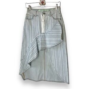 Offwhite Light Blue and White Asymmetrical Denim Skirt